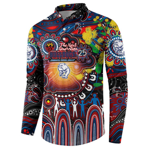 Personalised NAIDOC Week 2025 Bulldogs Football Button Sweatshirt Aboriginal Dot Painting