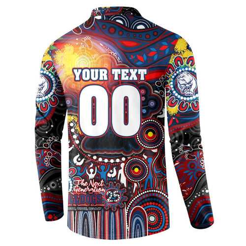 Personalised NAIDOC Week 2025 Bulldogs Football Button Sweatshirt Aboriginal Dot Painting