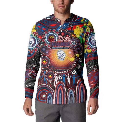 Personalised NAIDOC Week 2025 Bulldogs Football Button Sweatshirt Aboriginal Dot Painting