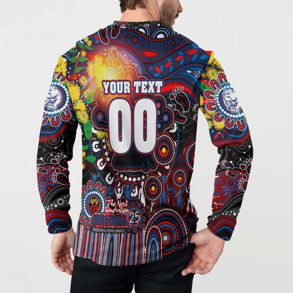 Personalised NAIDOC Week 2025 Bulldogs Football Button Sweatshirt Aboriginal Dot Painting