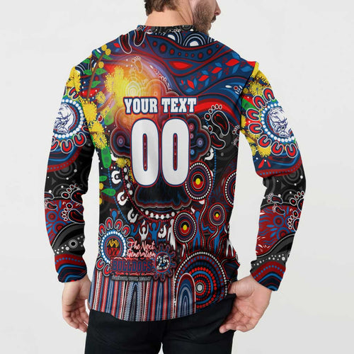 Personalised NAIDOC Week 2025 Bulldogs Football Button Sweatshirt Aboriginal Dot Painting