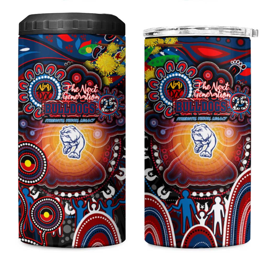 NAIDOC Week 2025 Bulldogs Football 4 in 1 Can Cooler Tumbler Aboriginal Dot Painting