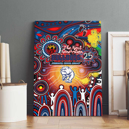 NAIDOC Week 2025 Bulldogs Football Canvas Wall Art Aboriginal Dot Painting