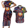 Personalised NAIDOC Week 2025 Bulldogs Football Couples Matching Short Sleeve Bodycon Dress and Hawaiian Shirt Aboriginal Dot Painting