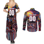 Personalised NAIDOC Week 2025 Bulldogs Football Couples Matching Summer Maxi Dress and Long Sleeve Button Shirt Aboriginal Dot Painting