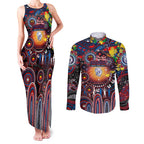 Personalised NAIDOC Week 2025 Bulldogs Football Couples Matching Tank Maxi Dress and Long Sleeve Button Shirt Aboriginal Dot Painting