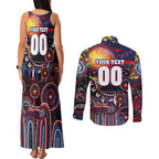Personalised NAIDOC Week 2025 Bulldogs Football Couples Matching Tank Maxi Dress and Long Sleeve Button Shirt Aboriginal Dot Painting