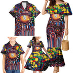 Personalised NAIDOC Week 2025 Bulldogs Football Family Matching Mermaid Dress and Hawaiian Shirt Aboriginal Dot Painting