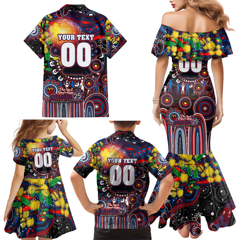 Personalised NAIDOC Week 2025 Bulldogs Football Family Matching Mermaid Dress and Hawaiian Shirt Aboriginal Dot Painting
