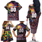 Personalised NAIDOC Week 2025 Bulldogs Football Family Matching Off The Shoulder Long Sleeve Dress and Hawaiian Shirt Aboriginal Dot Painting