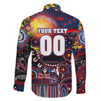 Personalised NAIDOC Week 2025 Bulldogs Football Family Matching Off The Shoulder Long Sleeve Dress and Hawaiian Shirt Aboriginal Dot Painting