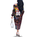 Personalised NAIDOC Week 2025 Bulldogs Football Family Matching Off The Shoulder Long Sleeve Dress and Hawaiian Shirt Aboriginal Dot Painting