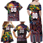 Personalised NAIDOC Week 2025 Bulldogs Football Family Matching Off Shoulder Maxi Dress and Hawaiian Shirt Aboriginal Dot Painting