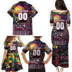 Personalised NAIDOC Week 2025 Bulldogs Football Family Matching Puletasi and Hawaiian Shirt Aboriginal Dot Painting