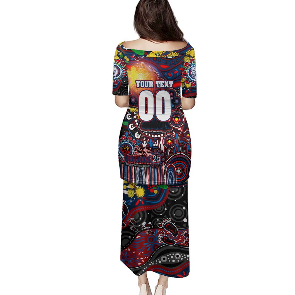 Personalised NAIDOC Week 2025 Bulldogs Football Family Matching Puletasi and Hawaiian Shirt Aboriginal Dot Painting
