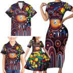 Personalised NAIDOC Week 2025 Bulldogs Football Family Matching Short Sleeve Bodycon Dress and Hawaiian Shirt Aboriginal Dot Painting