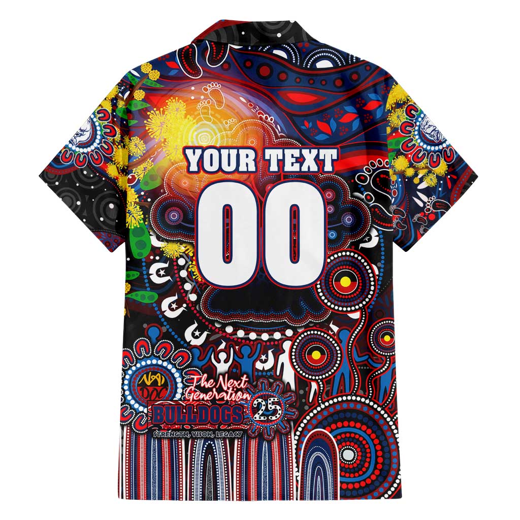 Personalised NAIDOC Week 2025 Bulldogs Football Family Matching Short Sleeve Bodycon Dress and Hawaiian Shirt Aboriginal Dot Painting
