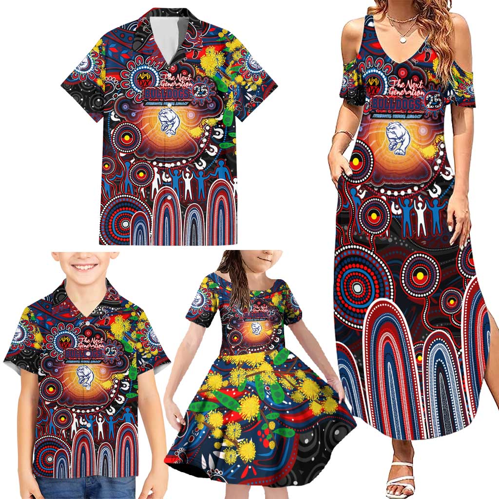 Personalised NAIDOC Week 2025 Bulldogs Football Family Matching Summer Maxi Dress and Hawaiian Shirt Aboriginal Dot Painting