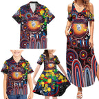 Personalised NAIDOC Week 2025 Bulldogs Football Family Matching Summer Maxi Dress and Hawaiian Shirt Aboriginal Dot Painting