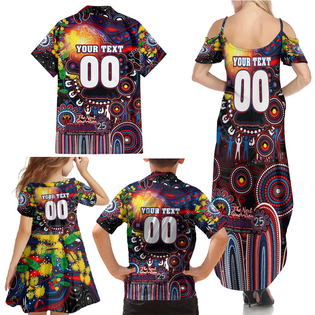 Personalised NAIDOC Week 2025 Bulldogs Football Family Matching Summer Maxi Dress and Hawaiian Shirt Aboriginal Dot Painting
