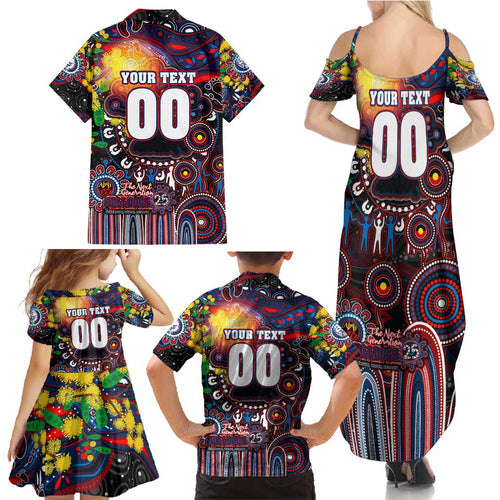 Personalised NAIDOC Week 2025 Bulldogs Football Family Matching Summer Maxi Dress and Hawaiian Shirt Aboriginal Dot Painting