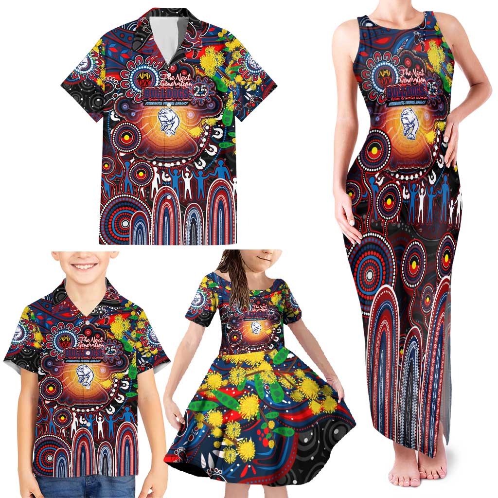 Personalised NAIDOC Week 2025 Bulldogs Football Family Matching Tank Maxi Dress and Hawaiian Shirt Aboriginal Dot Painting