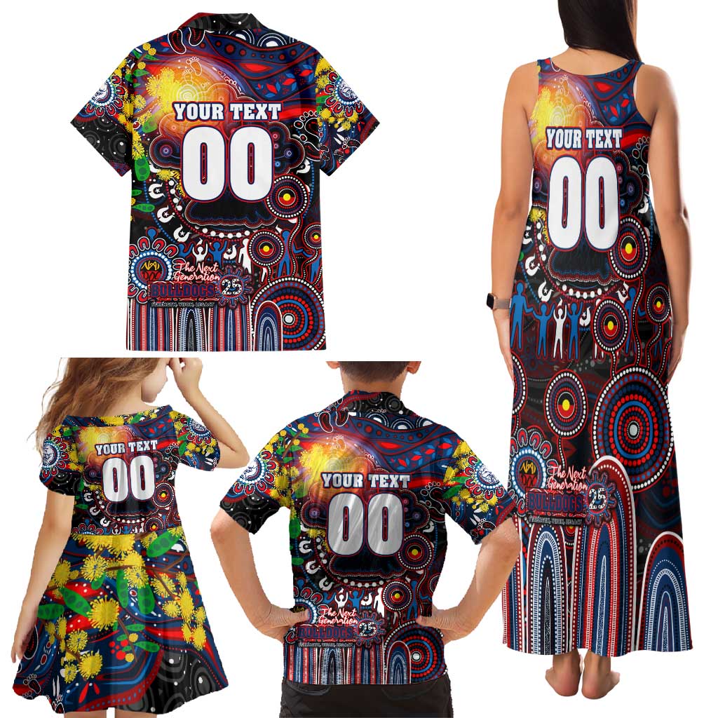 Personalised NAIDOC Week 2025 Bulldogs Football Family Matching Tank Maxi Dress and Hawaiian Shirt Aboriginal Dot Painting