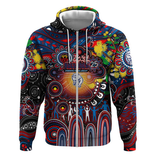 Personalised NAIDOC Week 2025 Bulldogs Football Hoodie Aboriginal Dot Painting