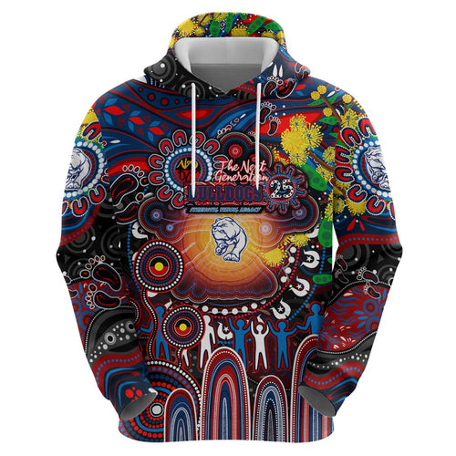 Personalised NAIDOC Week 2025 Bulldogs Football Hoodie Aboriginal Dot Painting