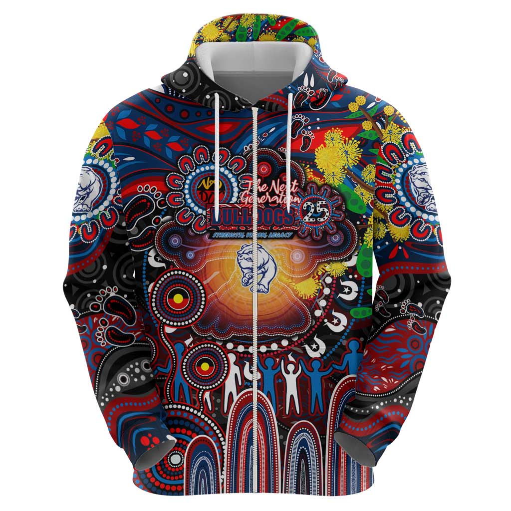 Personalised NAIDOC Week 2025 Bulldogs Football Hoodie Aboriginal Dot Painting