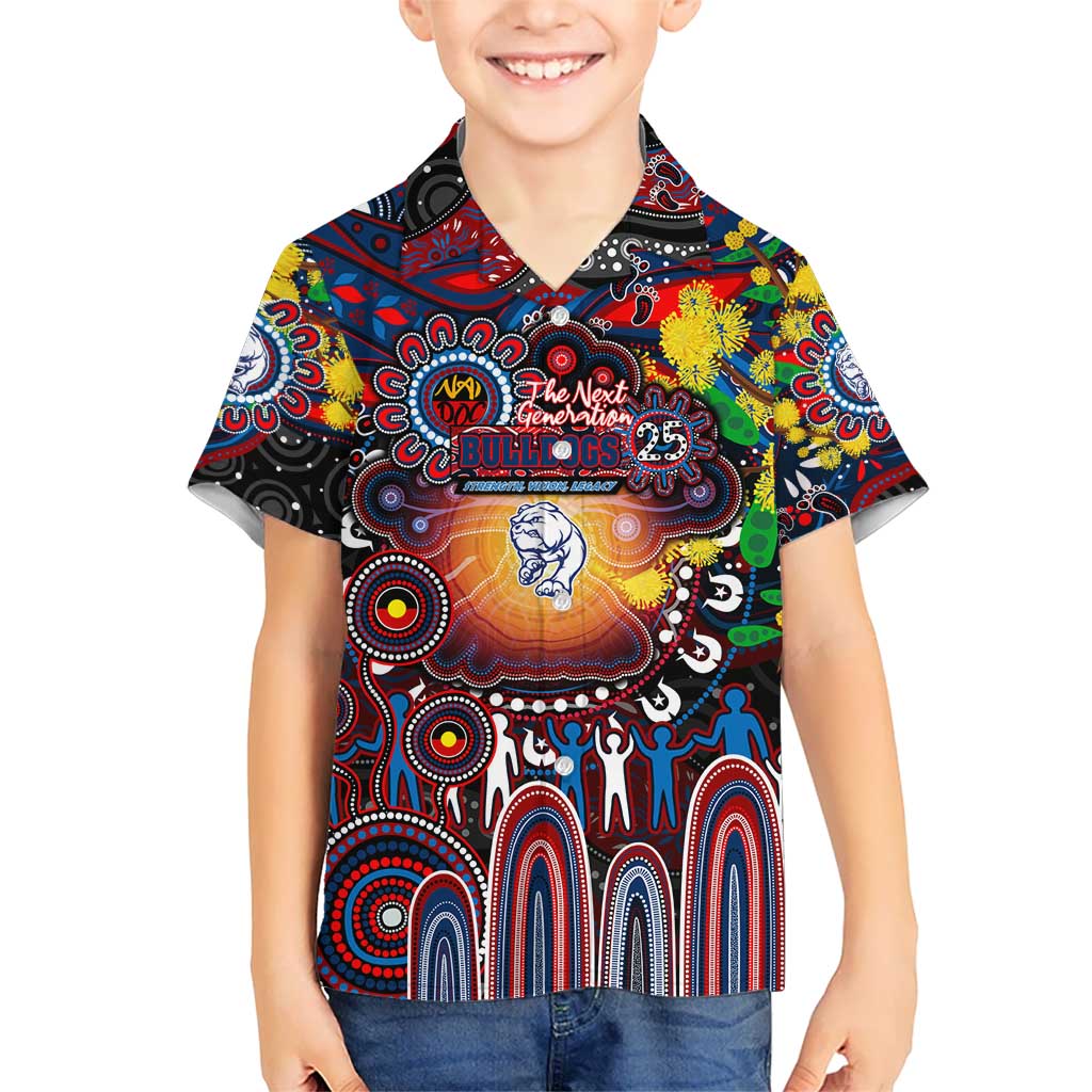 Personalised NAIDOC Week 2025 Bulldogs Football Kid Hawaiian Shirt Aboriginal Dot Painting