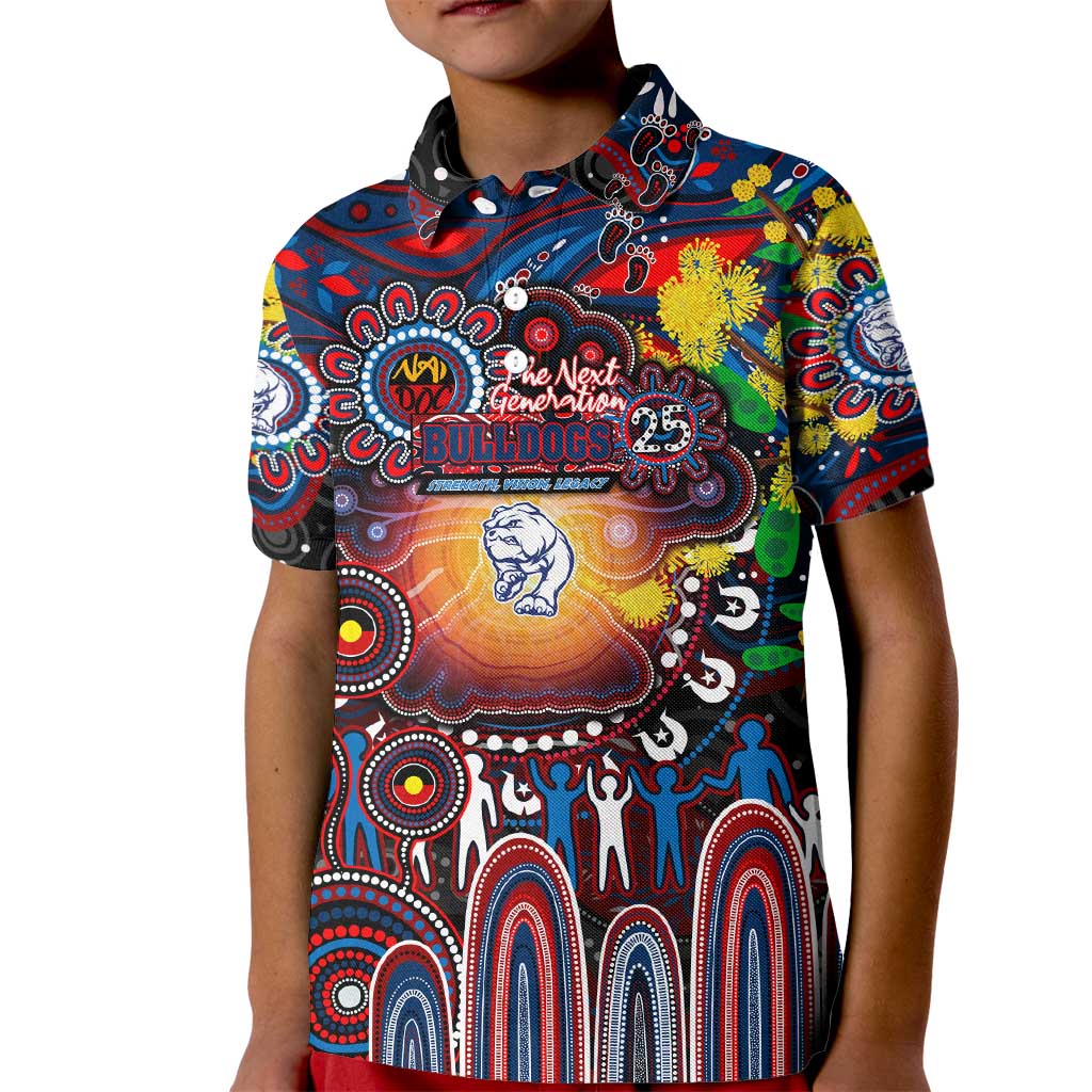 Personalised NAIDOC Week 2025 Bulldogs Football Kid Polo Shirt Aboriginal Dot Painting