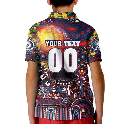 Personalised NAIDOC Week 2025 Bulldogs Football Kid Polo Shirt Aboriginal Dot Painting