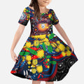 Personalised NAIDOC Week 2025 Bulldogs Football Kid Short Sleeve Dress Aboriginal Dot Painting