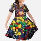 Personalised NAIDOC Week 2025 Bulldogs Football Kid Short Sleeve Dress Aboriginal Dot Painting