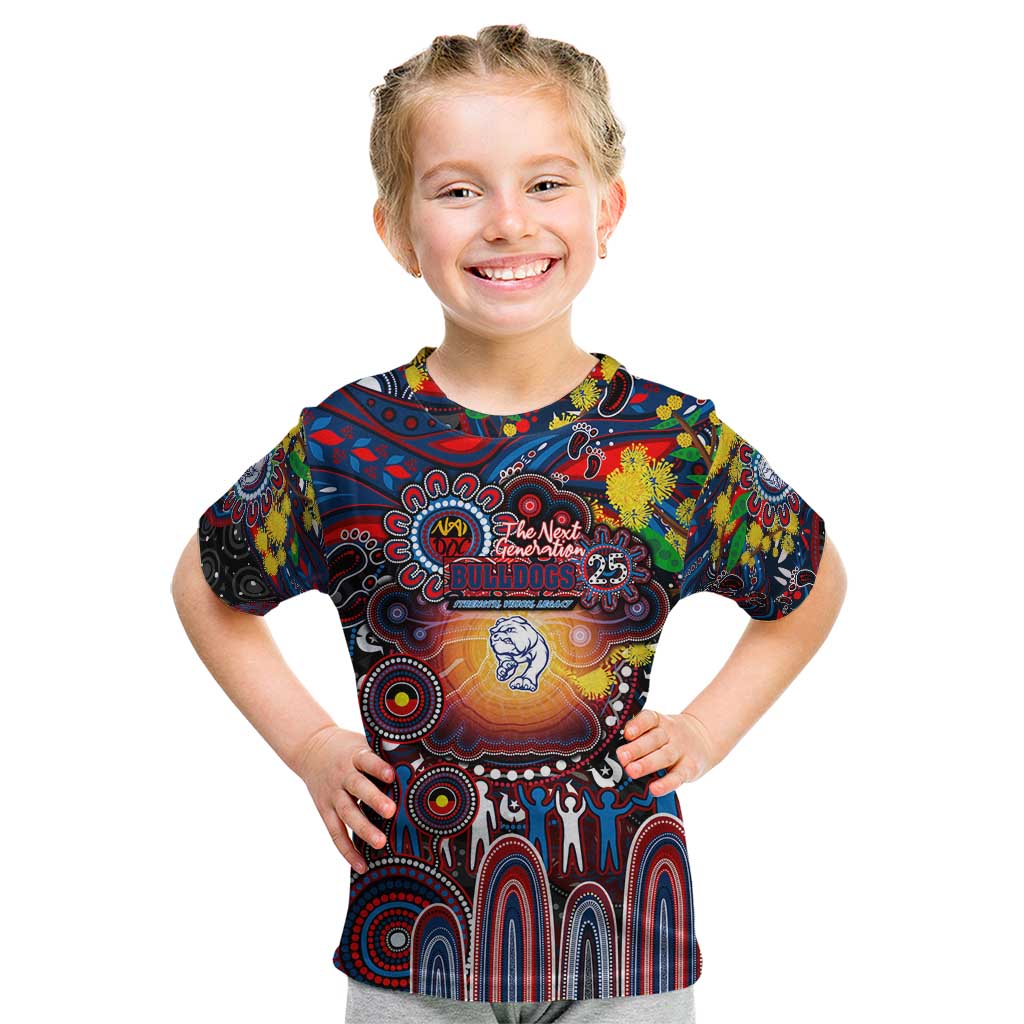 Personalised NAIDOC Week 2025 Bulldogs Football Kid T Shirt Aboriginal Dot Painting