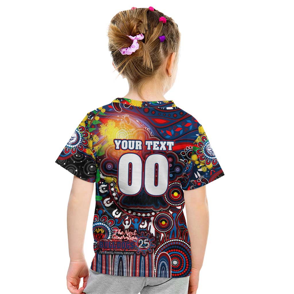Personalised NAIDOC Week 2025 Bulldogs Football Kid T Shirt Aboriginal Dot Painting