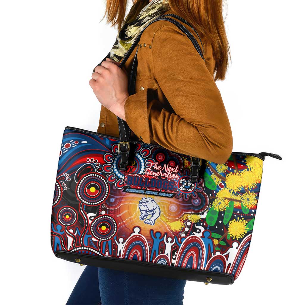 NAIDOC Week 2025 Bulldogs Football Leather Tote Bag Aboriginal Dot Painting