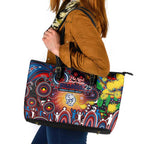 NAIDOC Week 2025 Bulldogs Football Leather Tote Bag Aboriginal Dot Painting