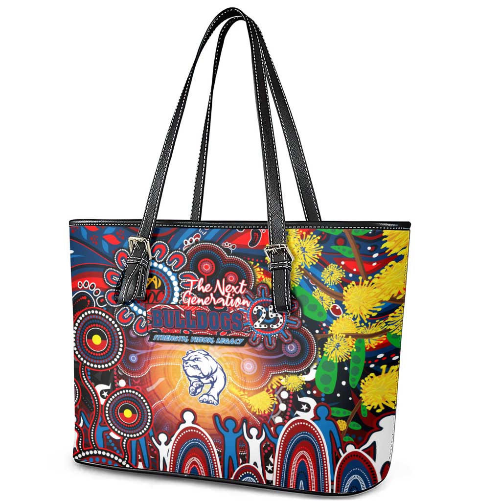 NAIDOC Week 2025 Bulldogs Football Leather Tote Bag Aboriginal Dot Painting