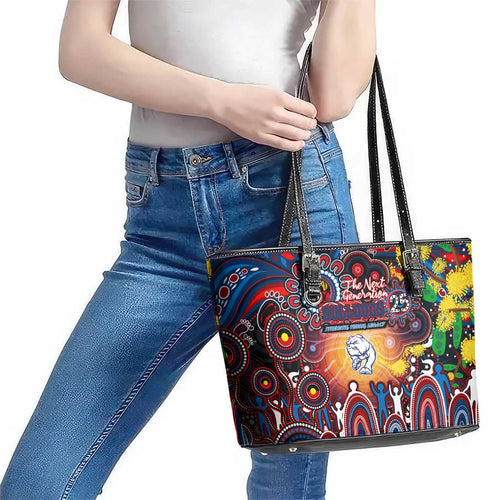NAIDOC Week 2025 Bulldogs Football Leather Tote Bag Aboriginal Dot Painting