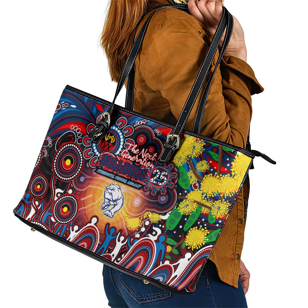 NAIDOC Week 2025 Bulldogs Football Leather Tote Bag Aboriginal Dot Painting