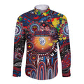 Personalised NAIDOC Week 2025 Bulldogs Football Long Sleeve Button Shirt Aboriginal Dot Painting