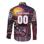 Personalised NAIDOC Week 2025 Bulldogs Football Long Sleeve Button Shirt Aboriginal Dot Painting