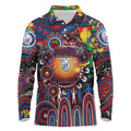Personalised NAIDOC Week 2025 Bulldogs Football Long Sleeve Polo Shirt Aboriginal Dot Painting