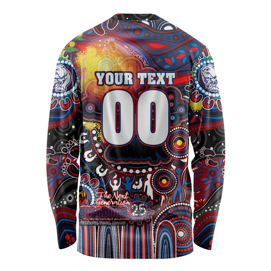 Personalised NAIDOC Week 2025 Bulldogs Football Long Sleeve Shirt Aboriginal Dot Painting