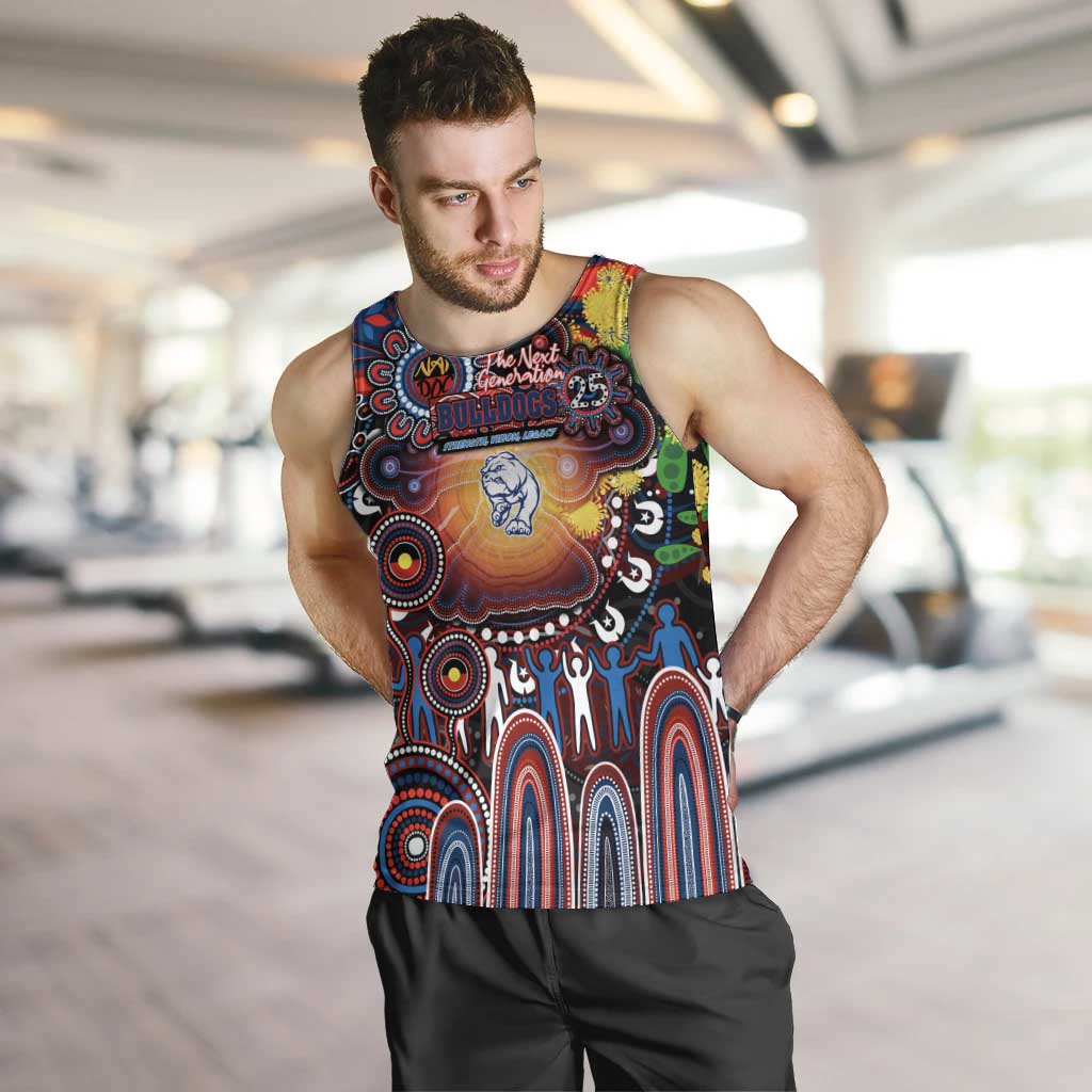 Personalised NAIDOC Week 2025 Bulldogs Football Men Tank Top Aboriginal Dot Painting