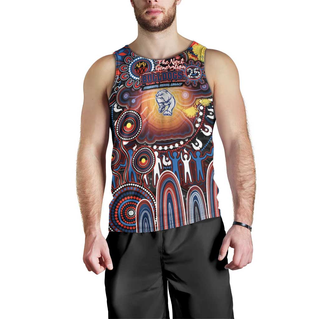 Personalised NAIDOC Week 2025 Bulldogs Football Men Tank Top Aboriginal Dot Painting