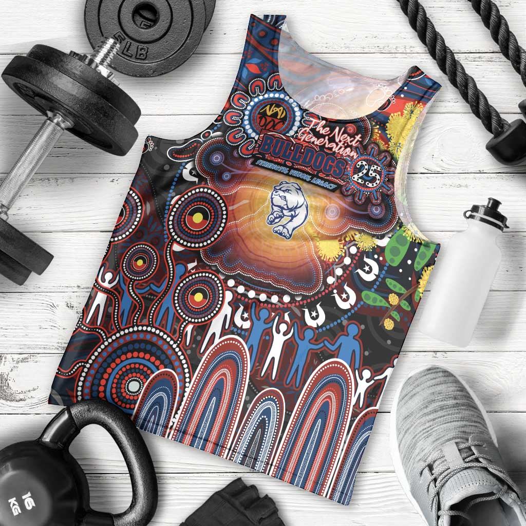 Personalised NAIDOC Week 2025 Bulldogs Football Men Tank Top Aboriginal Dot Painting