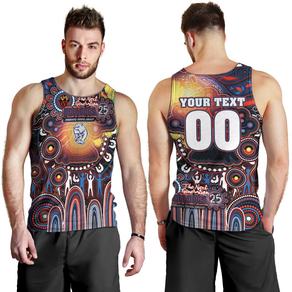 Personalised NAIDOC Week 2025 Bulldogs Football Men Tank Top Aboriginal Dot Painting